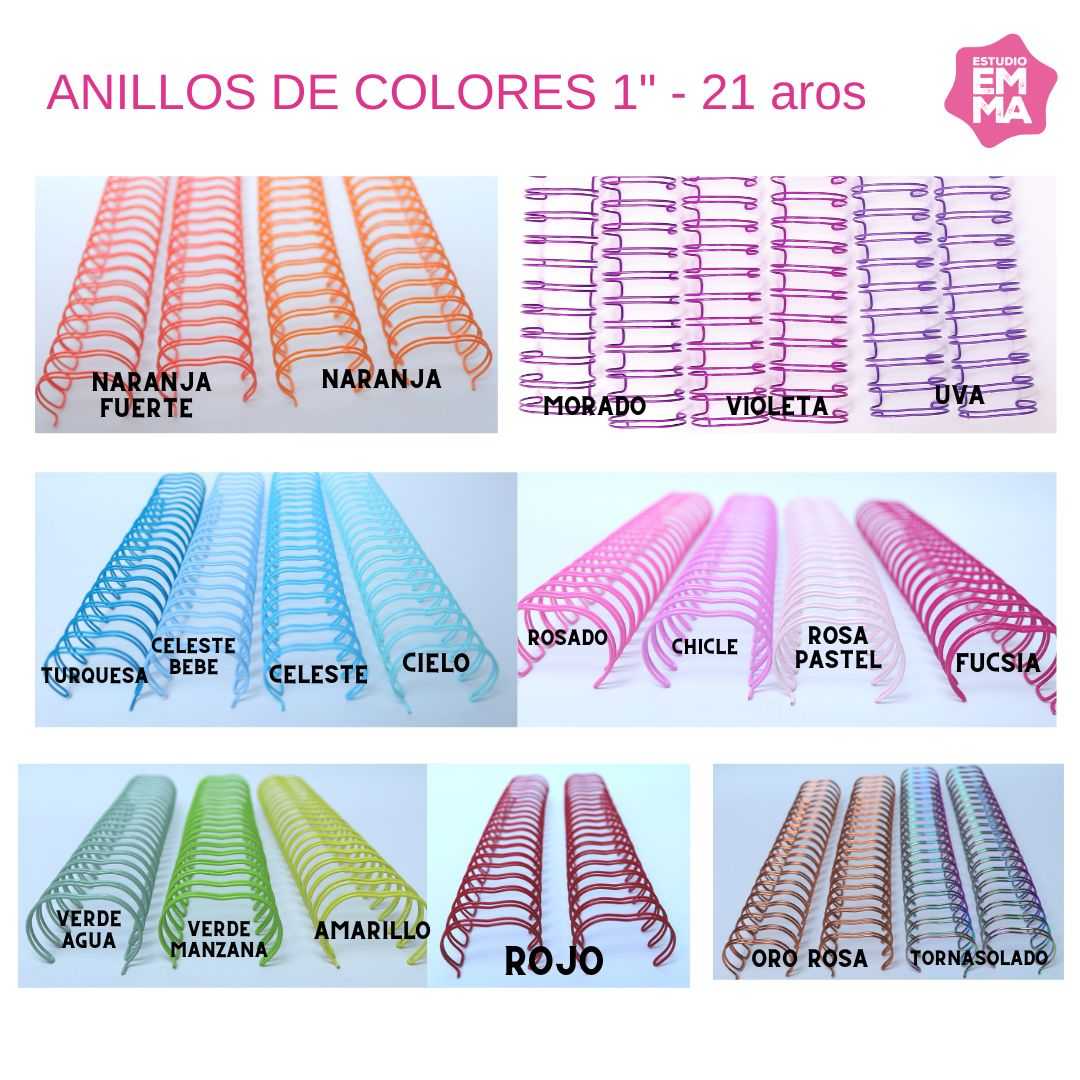 ANILLO DOBLE RING DE COLORES  1 PULGADA