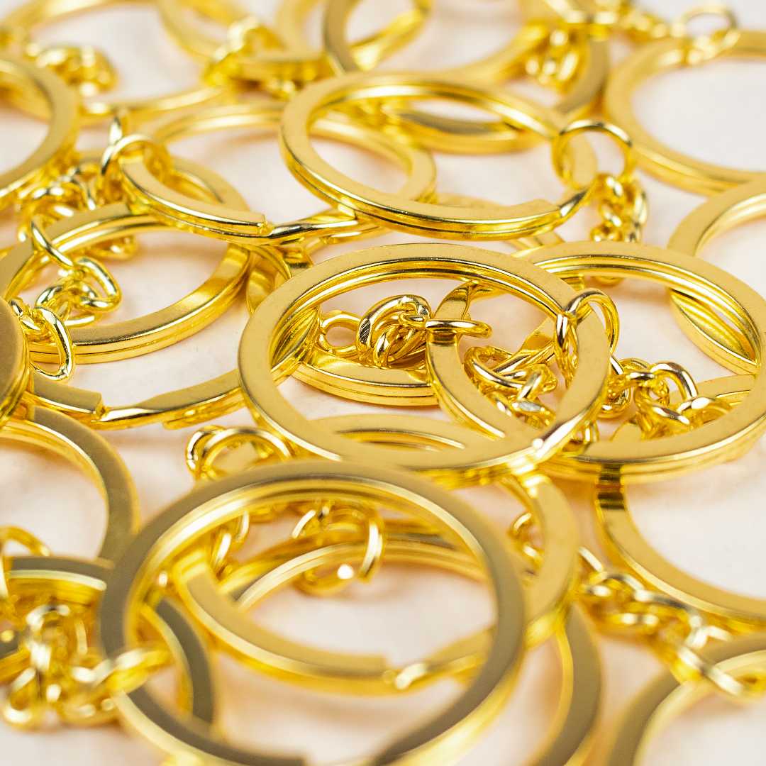 ARGOLLAS DE LLAVERO PAQ. 10 UNID DORADO