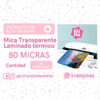 MICAS DE PLASTIFICADO - PAQ. 20 UNIDADES