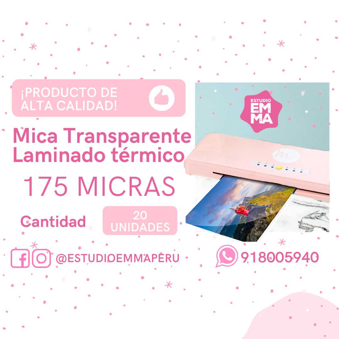 MICAS DE PLASTIFICADO - PAQ. 20 UNIDADES