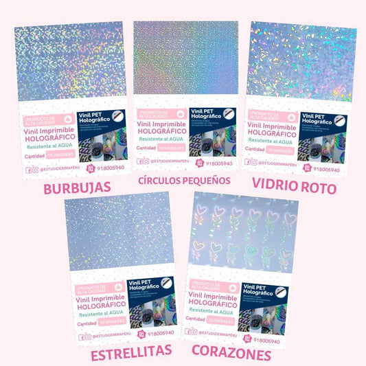 VINIL IMPRIMIBLE HOLOGRÁFICO A4 X10 UND